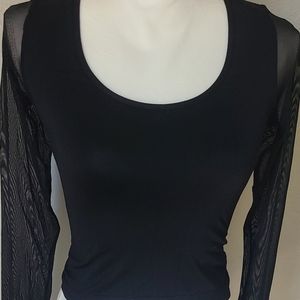 Forever 21 Black Stretch Long Sleeve Top